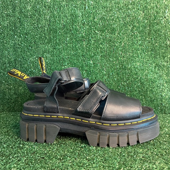 Dr. Martens Shoes - Dr. Martens Ricki 3-Strap Leather Platform Chunky Punk Sandal Black Womens Sz 10